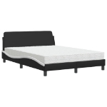 Letto con Materasso Nero e Bianco 140x200 cm in Similpelle