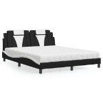 Letto con Materasso Nero e Bianco 160x200cm Similpelle