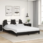 Letto con Materasso Nero e Bianco 160x200cm Similpelle