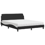 Letto con Materasso Nero e Bianco 160x200cm Similpelle