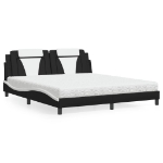 Letto con Materasso Nero e Bianco 180x200 cm in Similpelle