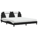 Letto con Materasso Nero e Bianco 180x200 cm in Similpelle