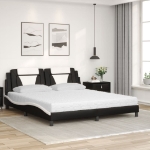 Letto con Materasso Nero e Bianco 180x200 cm in Similpelle