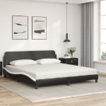 Letto con Materasso Nero e Bianco 180x200 cm in Similpelle