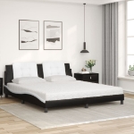 Letto con Materasso Nero e Bianco 180x200 cm in Similpelle