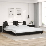 Letto con Materasso Nero e Bianco 200x200cm in Similpelle