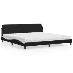 Letto con Materasso Nero e Bianco 200x200cm in Similpelle