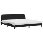 Letto con Materasso Nero e Bianco 200x200cm in Similpelle