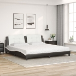 Letto con Materasso Nero e Bianco 200x200cm in Similpelle