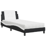 Letto con Materasso Nero e Bianco 80x200 cm in Similpelle