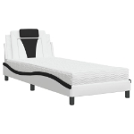 Letto con Materasso Nero e Bianco 80x200 cm in Similpelle