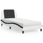 Letto con Materasso Nero e Bianco 80x200 cm in Similpelle