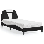 Letto con Materasso Nero e Bianco 80x200 cm in Similpelle