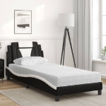 Letto con Materasso Nero e Bianco 80x200 cm in Similpelle