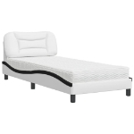 Letto con Materasso Nero e Bianco 80x200 cm in Similpelle