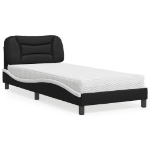 Letto con Materasso Nero e Bianco 80x200 cm in Similpelle