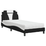 Letto con Materasso Nero e Bianco 90x190 cm in Similpelle