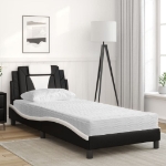 Letto con Materasso Nero e Bianco 90x190 cm in Similpelle