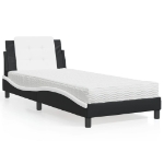 Letto con Materasso Nero e Bianco 90x190 cm in Similpelle