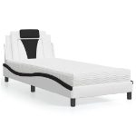 Letto con Materasso Nero e Bianco 90x200 cm in Similpelle