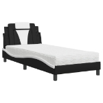 Letto con Materasso Nero e Bianco 90x200 cm in Similpelle