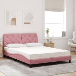 Letto con Materasso Rosa 140x190 cm in Velluto