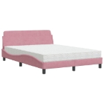 Letto con Materasso Rosa 140x190 cm in Velluto