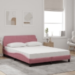 Letto con Materasso Rosa 140x190 cm in Velluto