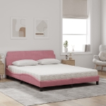 Letto con Materasso Rosa 160x200 cm in Velluto