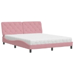 Letto con Materasso Rosa 160x200 cm in Velluto