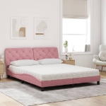 Letto con Materasso Rosa 160x200 cm in Velluto