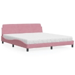 Letto con Materasso Rosa 180x200 cm in Velluto