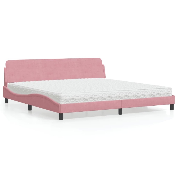 Letto con Materasso Rosa 200x200 cm in Velluto