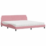 Letto con Materasso Rosa 200x200 cm in Velluto