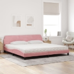 Letto con Materasso Rosa 200x200 cm in Velluto