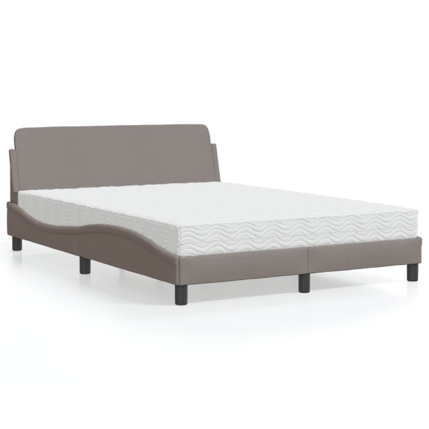 Letto con Materasso Tortora 140x190 cm in Tessuto