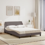 Letto con Materasso Tortora 140x190 cm in Tessuto