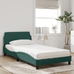 Letto con Materasso Verde Scuro 100x200 cm in Velluto