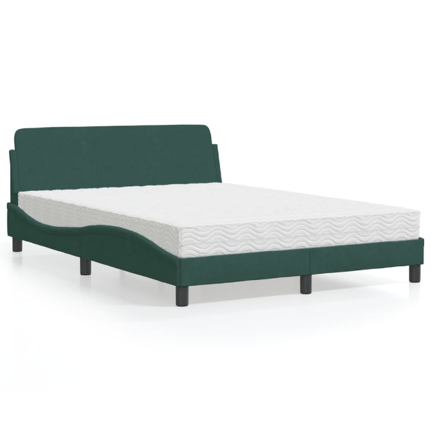 Letto con Materasso Verde Scuro 120x200 cm in Velluto