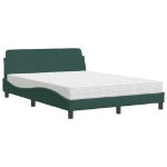 Letto con Materasso Verde Scuro 140x200 cm in Velluto