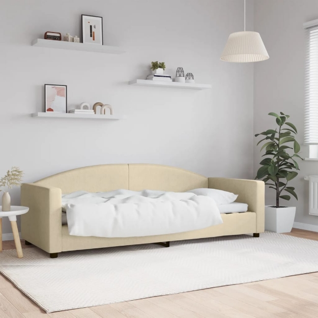 Letto da Giorno Crema 80x200 cm in Tessuto