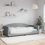 Letto da Giorno Grigio Chiaro 100x200 cm in Tessuto