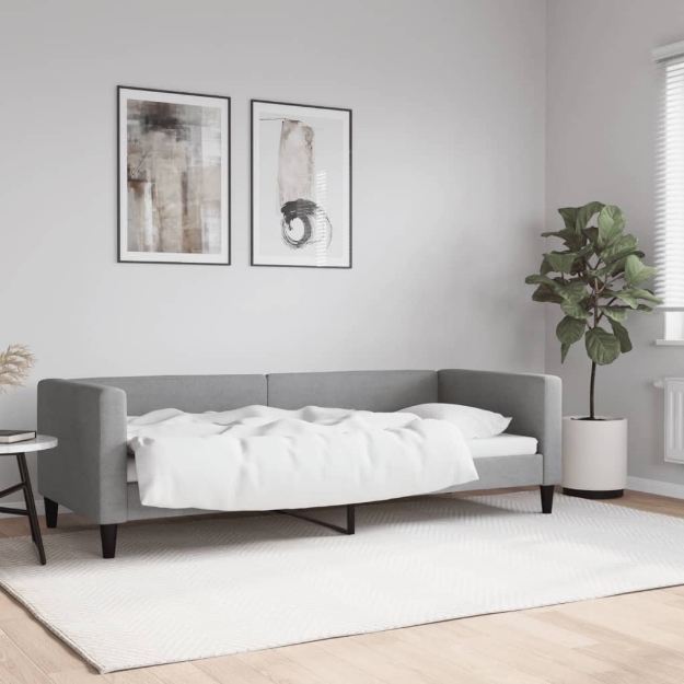 Letto da Giorno Grigio Chiaro 80x200 cm in Tessuto