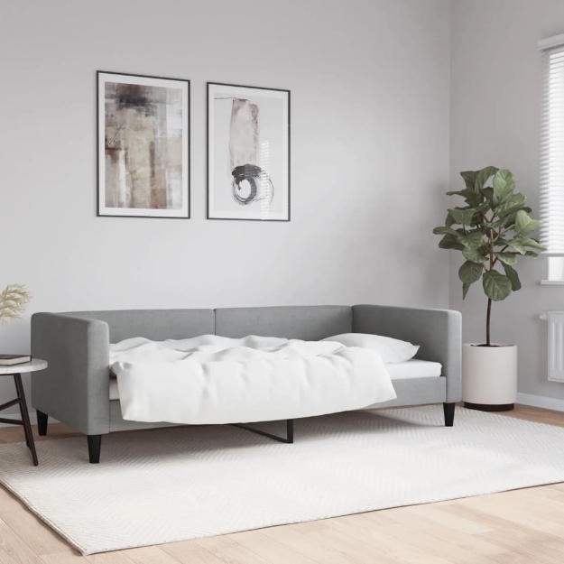 Letto da Giorno Grigio Chiaro 90x190 cm in Tessuto