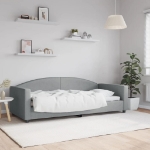 Letto da Giorno Grigio Chiaro 90x200 cm in Tessuto