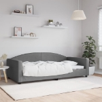 Letto da Giorno Grigio Scuro 100x200 cm in Tessuto