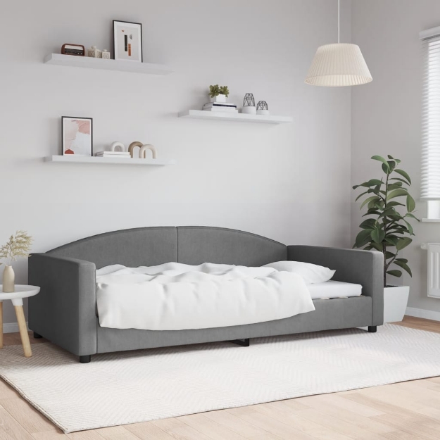 Letto da Giorno Grigio Scuro 100x200 cm in Tessuto