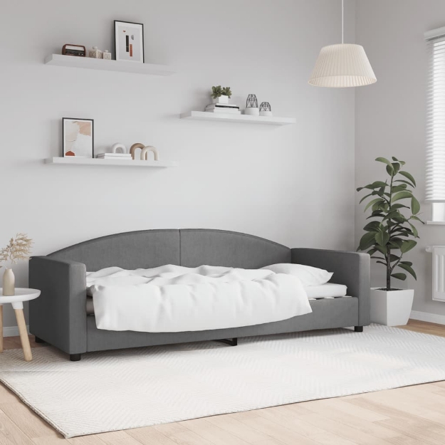 Letto da Giorno Grigio Scuro 80x200 cm in Tessuto