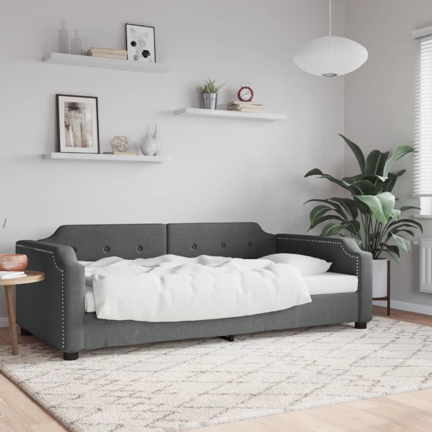 Letto da Giorno Grigio Scuro 80x200 cm in Tessuto