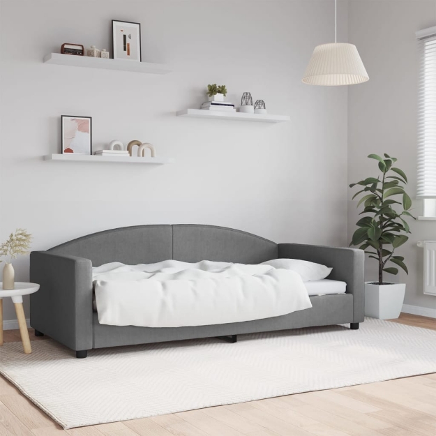 Letto da Giorno Grigio Scuro 90x190 cm in Tessuto